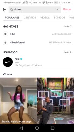 Hashtag de Nike en TikTok